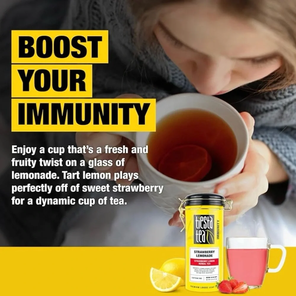 Tiesta Tea Strawberry Lemonade Loose Leaf IMMUNITY Non Caffeinated Hot/Cold 4 Oz